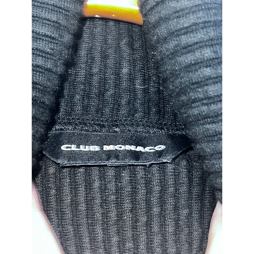 Club Monaco Womens Black Ribbed Knit Turtleneck Long Sleeve Sweater